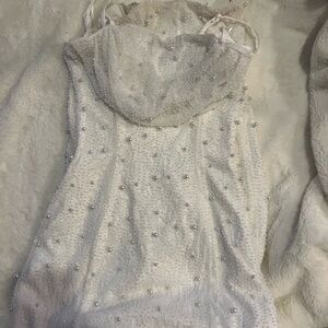 Elegant White Beaded Dress